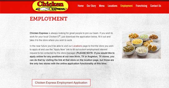 Chicken Express Application Online