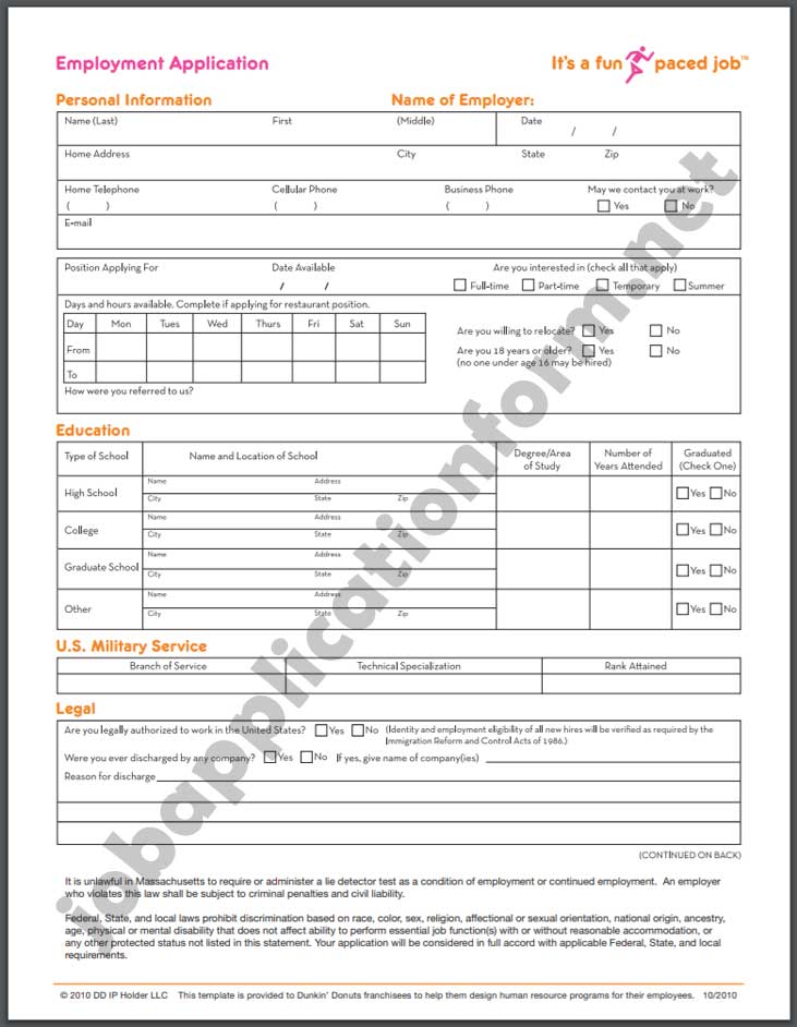 Donut king job application form online