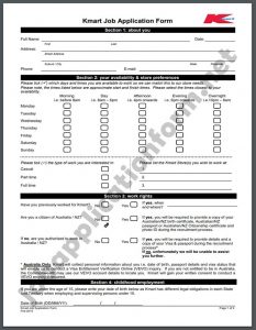 Kmart Application Form PDF