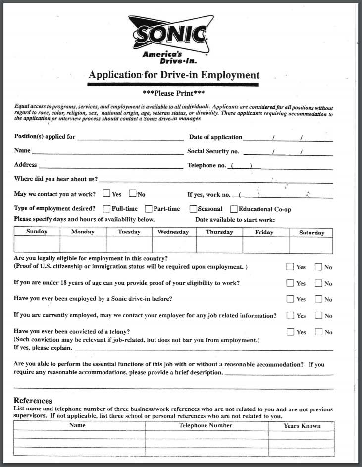 Sonic drive in job application pdf Careers Job Applications 2022 Sonic drive in job application pdf Careers Job Applications 2022