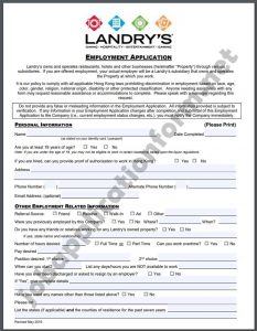 Bubba Gump Application Form PDF