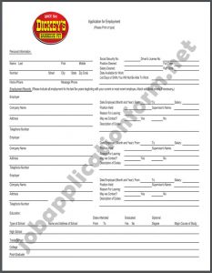 Dickey's Barbecue Pit Application Form PDF