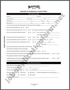 McAlister's Deli Application Form PDF