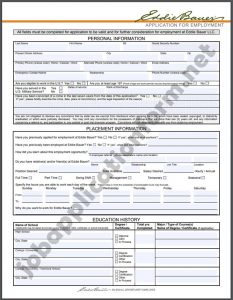 Eddie Bauer Application Form PDF