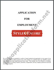 Style Encore Application Form PDF