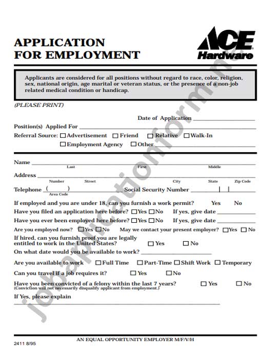 acehardware Careers & Job Applications 2023 PDF Forms