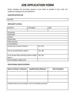 Wimpy Job Application Form